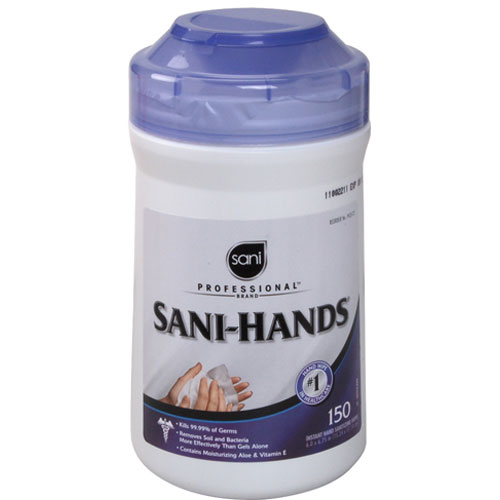 WIPES, SANI-HANDS, CANS,150, 12-PK - Part # P43572