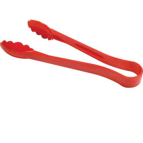 TONGS, 12"L,SCALLOP,RED PLST