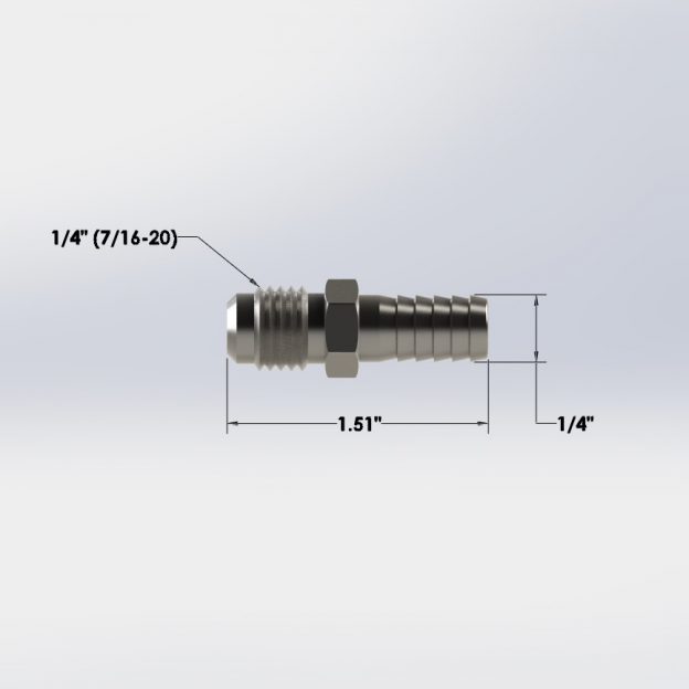 3015, 1/4" MFL to 1/4" Barb, Stainless Steel