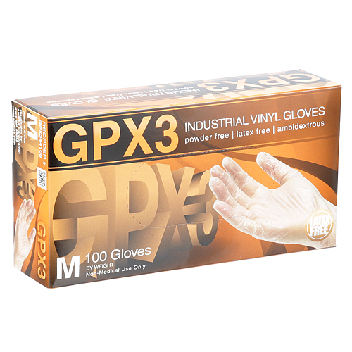 GLOVES, GPX3 VNL, BX/100, PWDRFREE, CLR, SIZE M -  AllPoints Part # 8014544